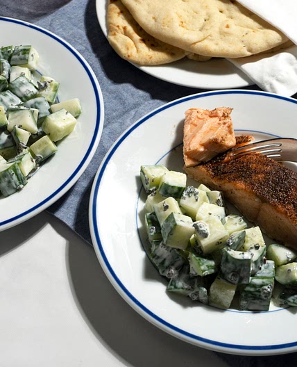 Masala Salmon with Cucumber Salad