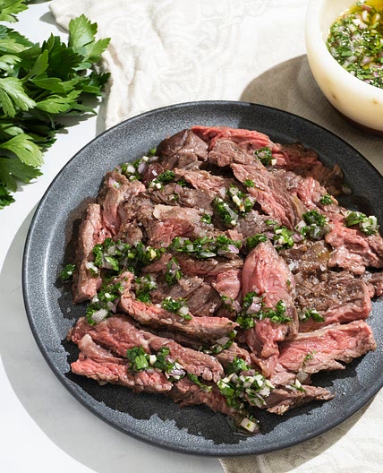 Skirt Steak with Garlic Herb Sauce