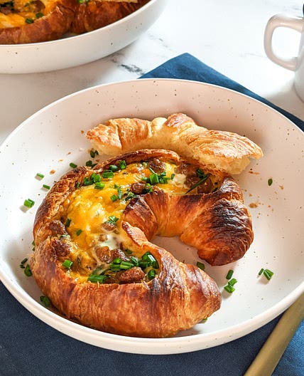 Sausage Cheddar Croissant Boats