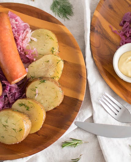 Beer braised Brats with Dilly Potatoes