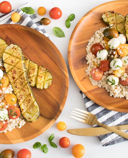 Slow Cooked Zucchini with Caprese Couscous