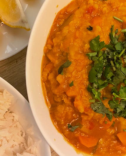 Red Lentil Curry with Sweet Potatoes