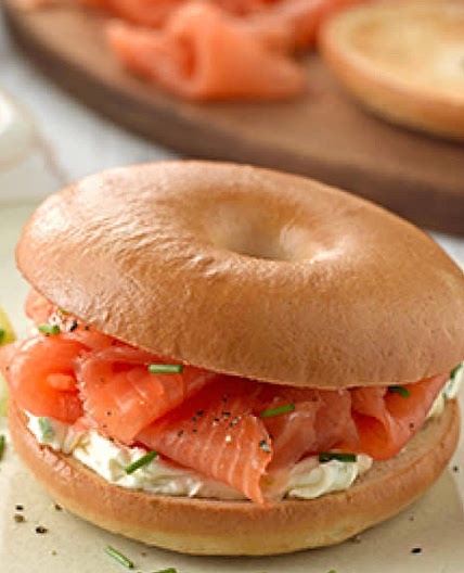 Salmon and cream cheese bagels
