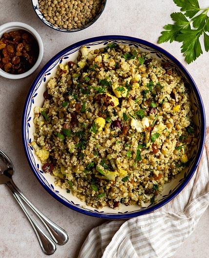 Nourishing Quinoa Lentil Salad with Roasted Cauliflower