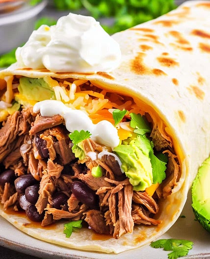 Shredded Beef Adobo Burrito