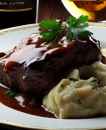 Pressure Cooker Roast with Luxardo Liqueur Gravy and Creamy Mashed Potatoes