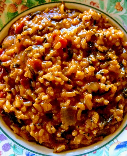 Italian tomato and spinach risotto
