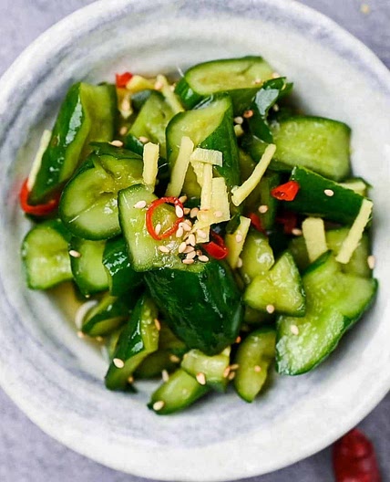 Quick Japanese Pickled Cucumber with Ginger (Tsukemono)