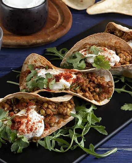 Vegetarian lentil tacos