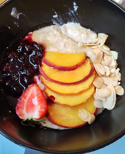 Porridge roast peach toasted almond