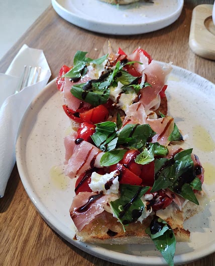 Ciabatta Prosciutto basil tomato basil balsamic glaze