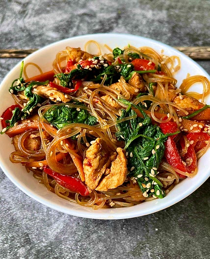 Japchae  Noodles with Chicken 