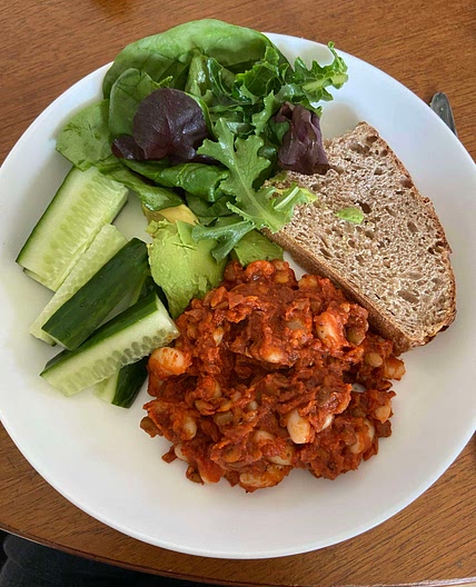 tomato lentils with pita 