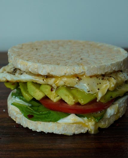 Rice cracker avocado sandwich