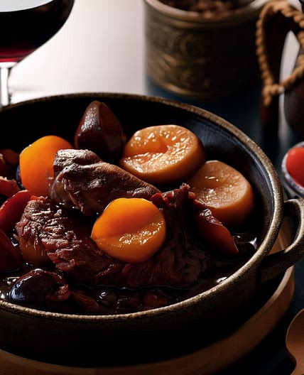 Ragoût de bœuf à la vanille, miso et prune