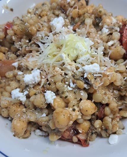Pearl Couscous With Creamy Feta and Chickpeas
