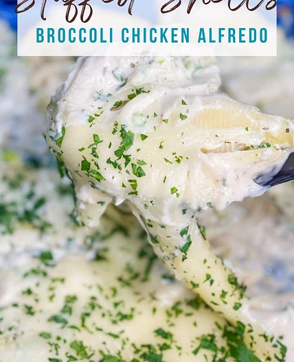 Chicken Broccoli Alfredo Stuffed Shells