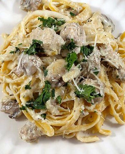 Turkey and Mushroom Fettuccine Alfredo