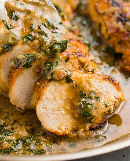 Garlic Herb Butter Baked Chicken with Mashed Potatoes