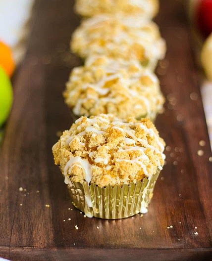 Pumpkin Apple Streusel Muffins with Cream Cheese Filling