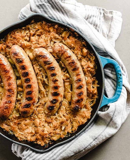 Baked Bratwurst and Sauerkraut 