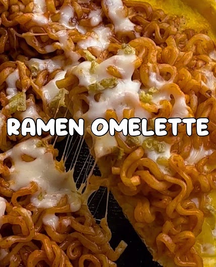 Spicy ramen omelette