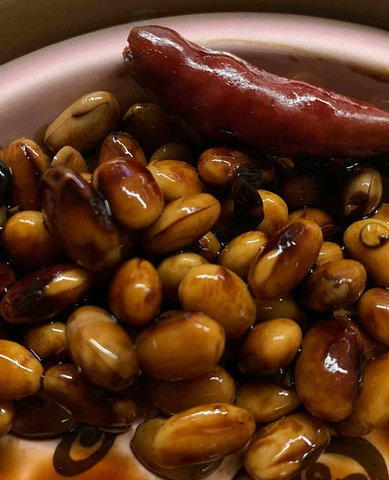 Soy beans in soy sauce