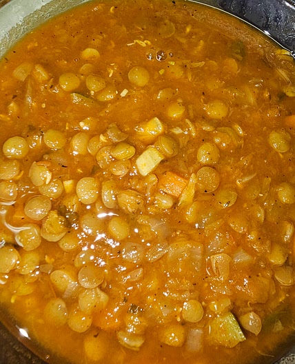Tomato Lentil Soup/Stew with Garlic