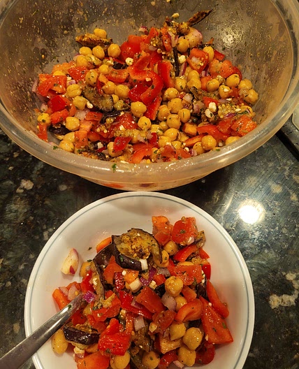 Grilled Eggplant and Chickpea Salad