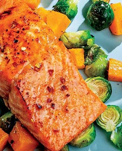 Salmon with roasted veggies salad