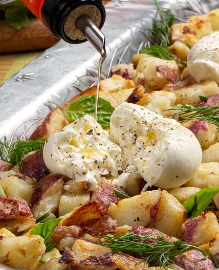 Roasted Herb Potatoes with Burrata