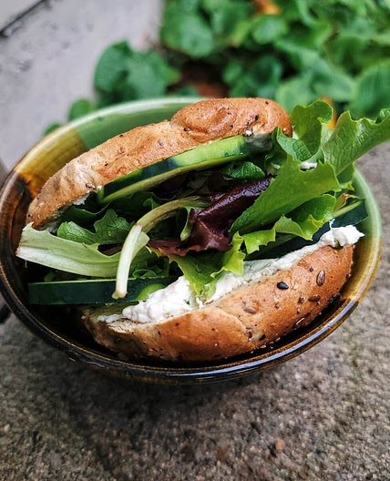 Herbed Veggie Bagel Sandwich (Vegan) — grapes lauren