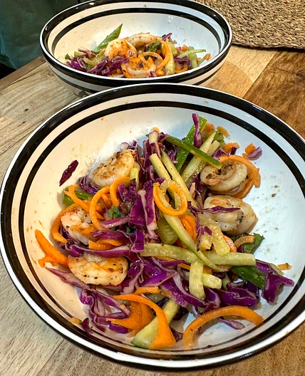 Spiralized Summer Roll Bowls with Hoisin Peanut Sauce