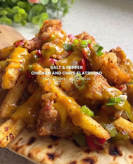 Salt & pepper chicken & chips flatbread
