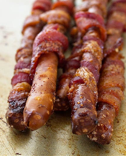 Bacon Wrapped Pretzel Rods