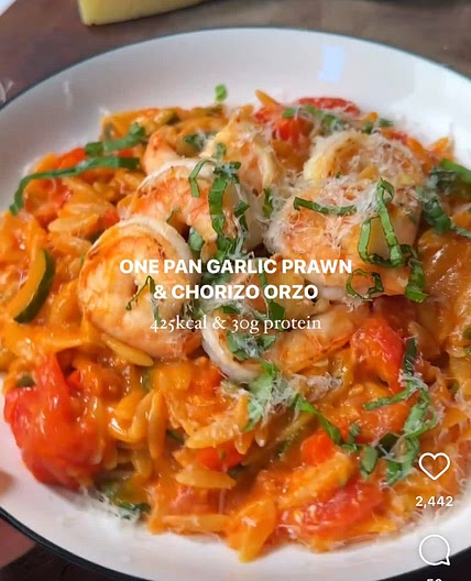 Garlic prawn and chorizo orzo 