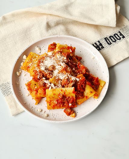 Paccheri with roasted peppers