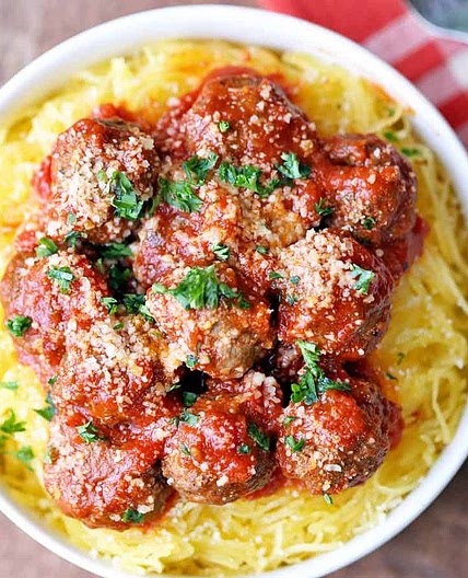 Turkey Meatballs with Marinara Sauce and Spaghetti Squash
