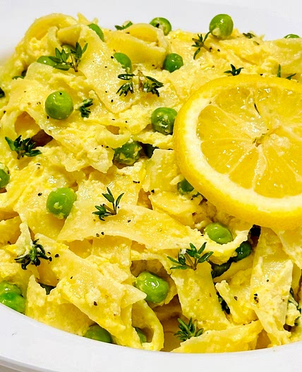 Fettuccine with Green Peas in Lemon Crème Fraîche