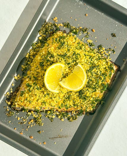 Baked panko crusted salmon