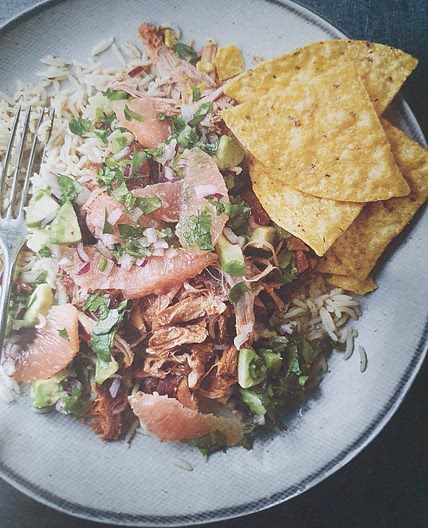 Pulled pork with florida grapefruit salsa