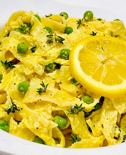 Fettuccine with Green Peas in Lemon Crème Fraîche