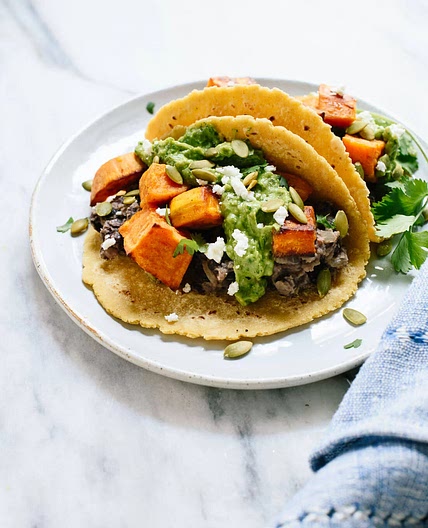 Tofu Tacos with Roasted Sweet Potatoes and Black Beans