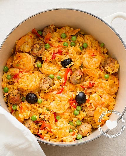 [Recipe + Video] Locrio de Longaniza y Camarones ("Surf and Turf" Rice)