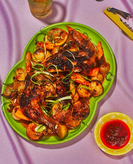 Skillet-Roasted Chili Crisp Chicken and Vegetables - Cool Food Dude