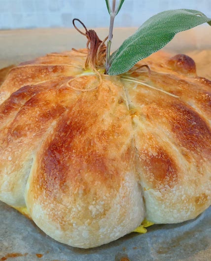 Pumpkin and cheese filled calzone