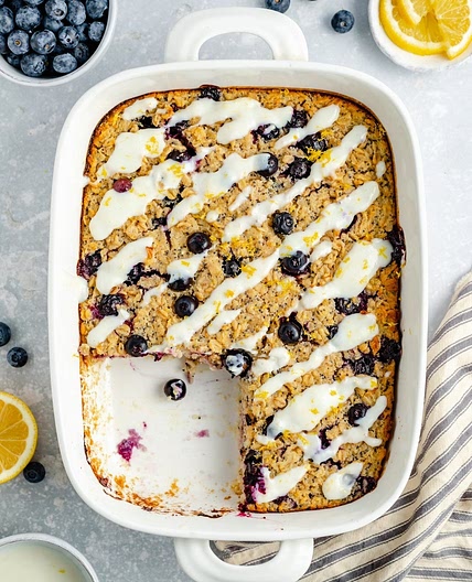 Lemon Poppy Seed Blueberry Baked Oatmeal