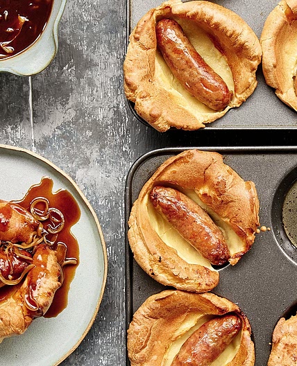 Mary Berry Classic: Individual toads in the hole with onion grav