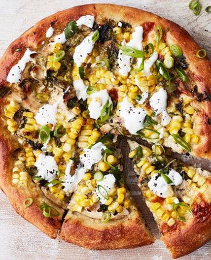 Cheesy Chicken-and-Corn Pizza