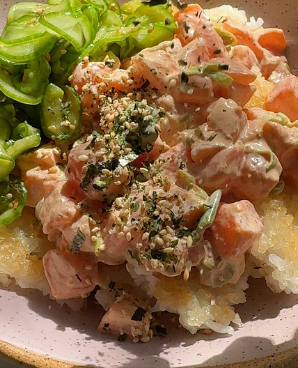 Crispy Rice Spicy Salmon Bowl